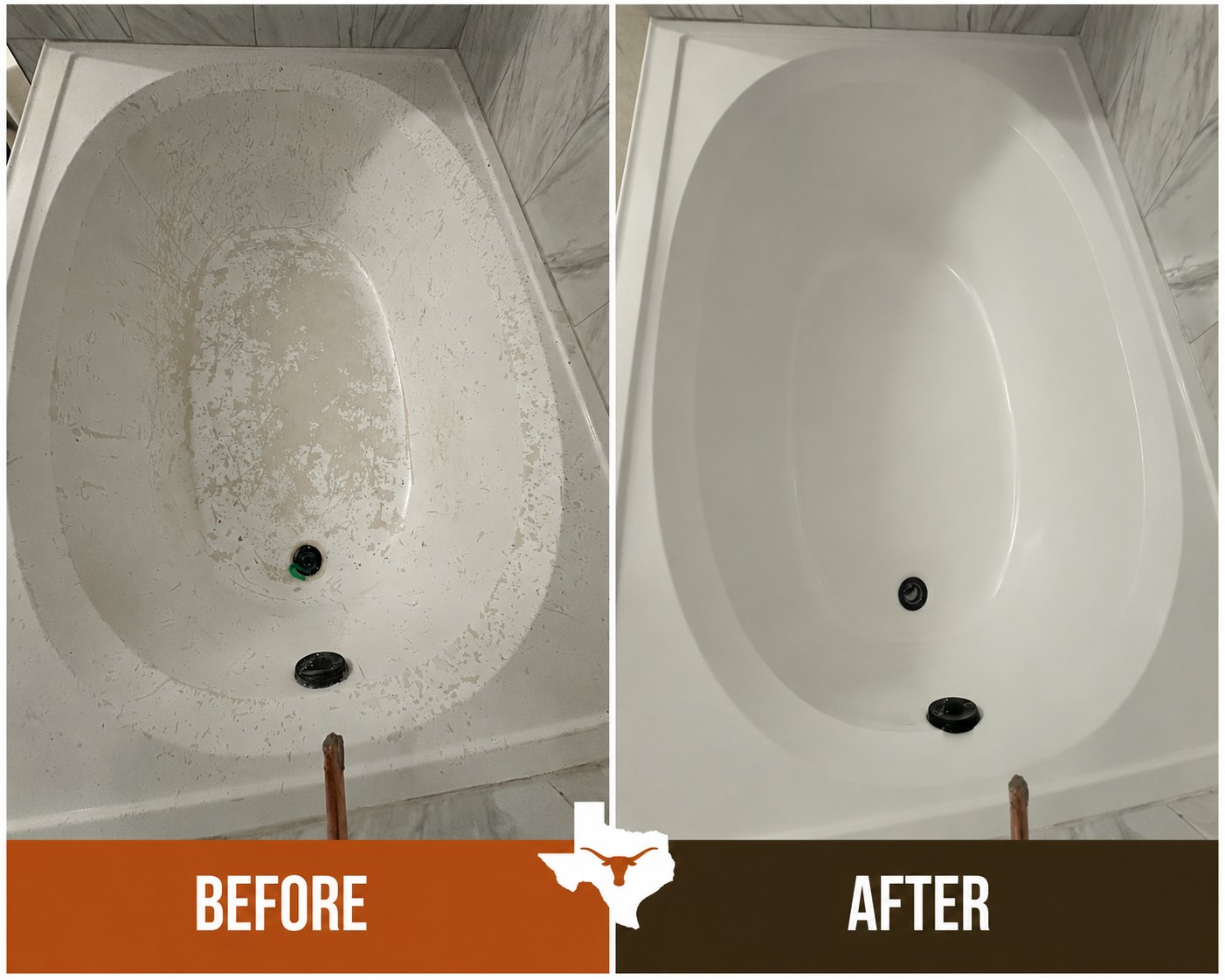 Austin rental make-ready bathroom repairs for bathtub tile shower pan and caulk